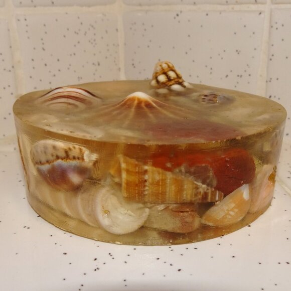 Vintage Handmade Seashell Resin Paperweight ocean theme beach office tikiroom - Picture 10 of 13
